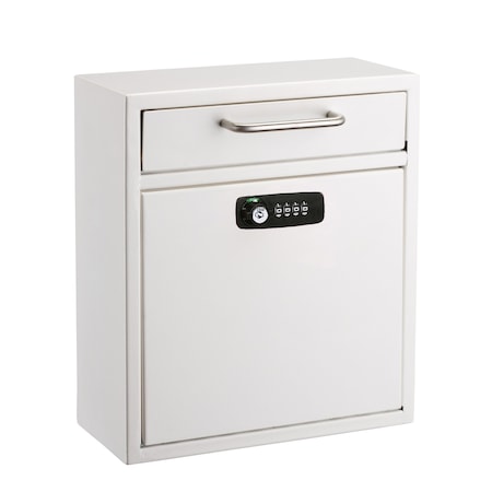 Adiroffice Medium Steel Drop Box Wall-Mount Mailbox with  Dual Key and Combination Lock, White ADI631-05-WHI-KC-MK